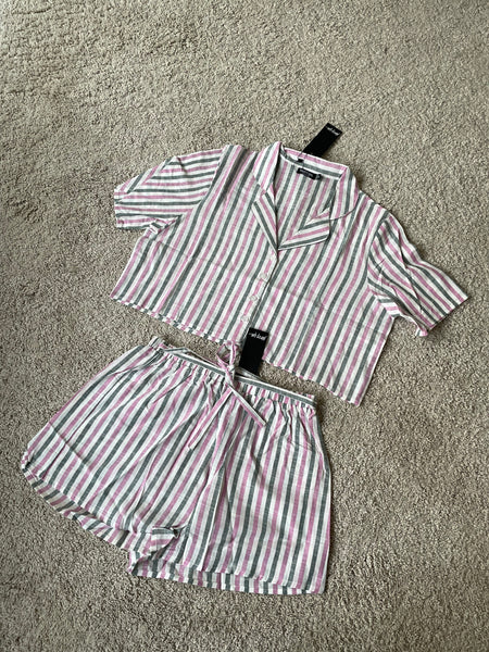 Cotton Stripe Shirt and Shorts Set