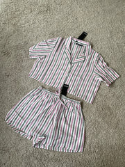 Cotton Stripe Shirt and Shorts Set