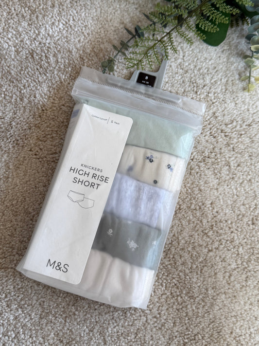 5 Pack High Rise Shorts