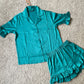 Satin Ruffle Shorts Set