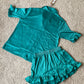 Satin Ruffle Shorts Set