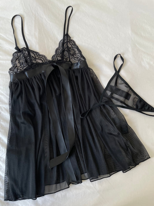 Pleated Babydoll and Thong Set