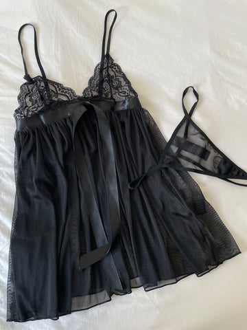 Pleated Babydoll and Thong Set