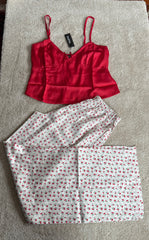 Cherry Print Satin PJ Set