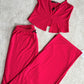 Bow Trim Rib Cami and PJ Set