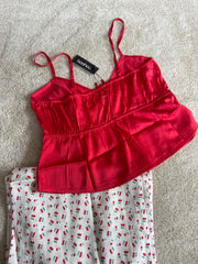 Cherry Print Satin PJ Set
