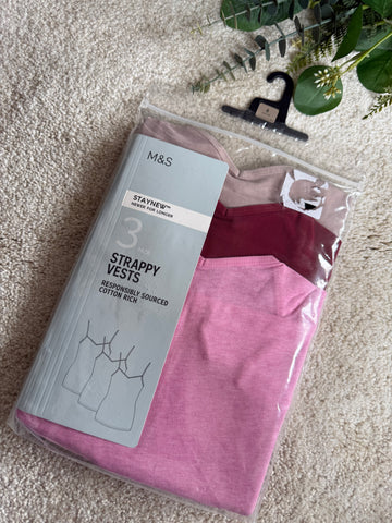 M&S 3 Pack Lace Trim Vests
