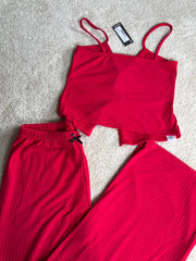 Bow Trim Rib Cami and PJ Set